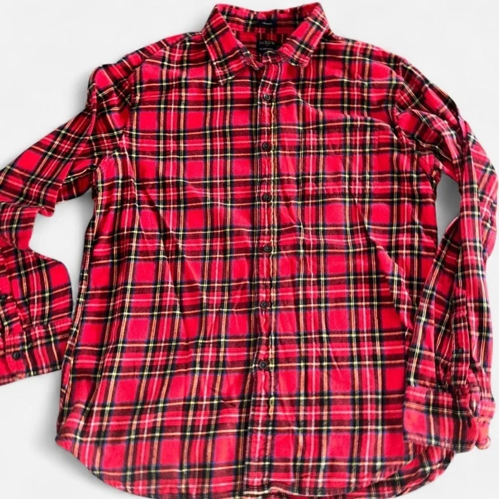 J. Crew Red and Black Plaid Casual Shirt
